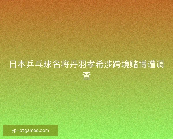 日本乒乓球名将丹羽孝希涉跨境赌博遭调查